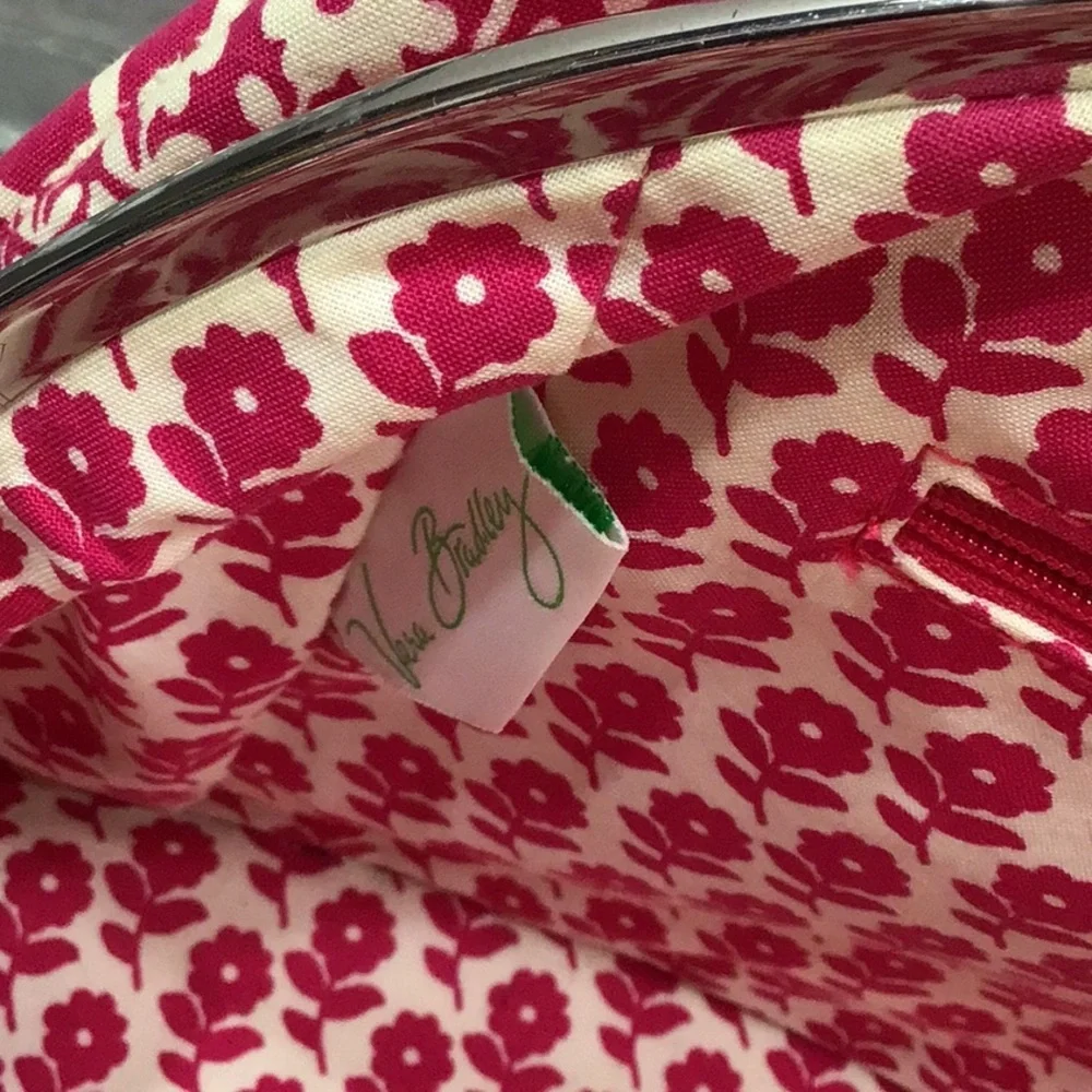 Vera Bradley Eloise Pink Quilted kisslock Bag plus free zip around wallet